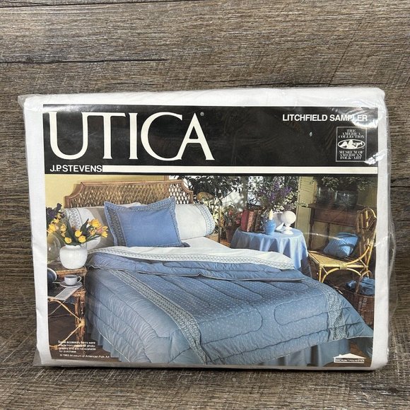 Vintage JP Stevens Utica Percale King Flat Sheet LITCHFIELD SAMPLER Cross Stitch - Picture 8 of 8